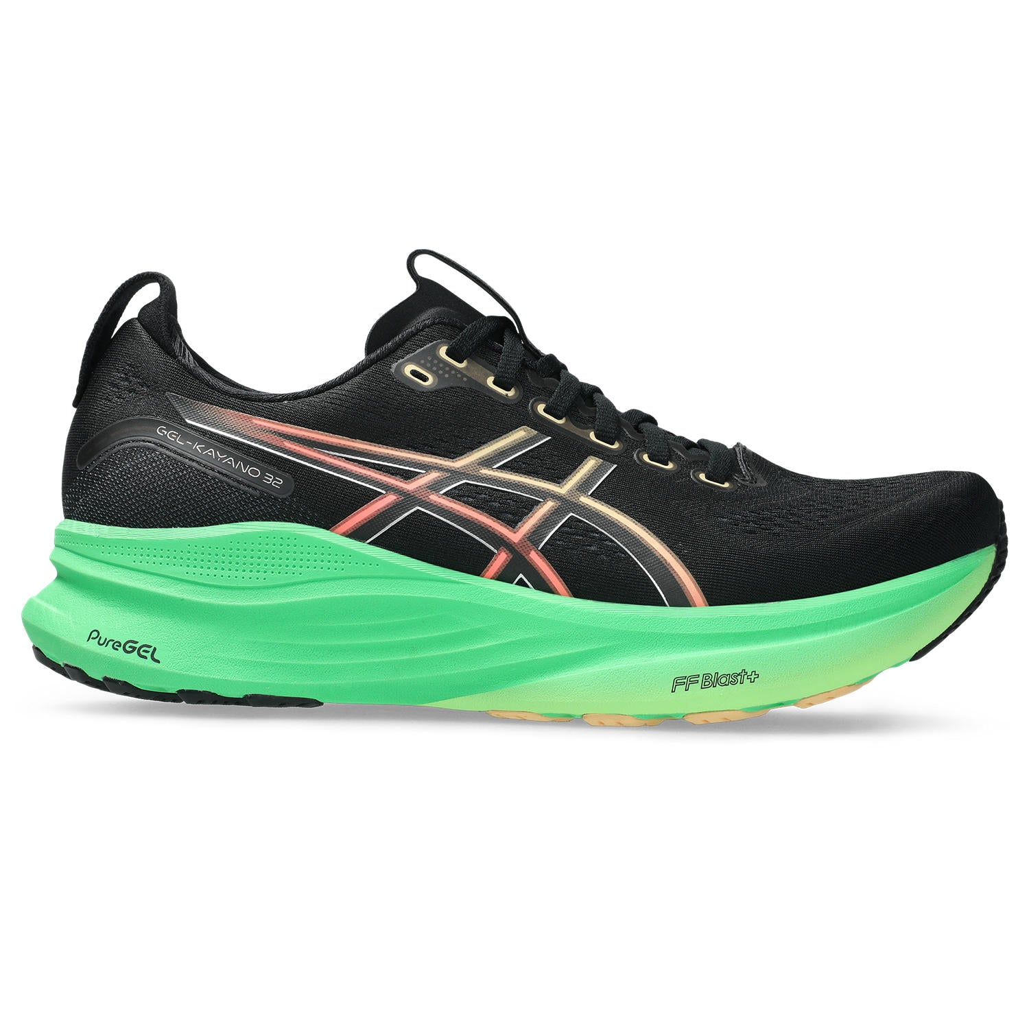 Men's GEL-Kayano 32 (004 - Black/Vital Green) — TC Running Co