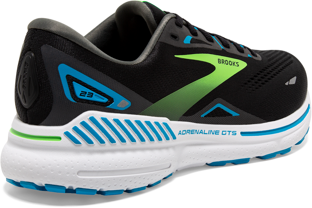  Brooks Men's Adrenaline GTS 23 Supportive Running Shoe -  Black/Hawaiian Ocean/Green - 7 Medium