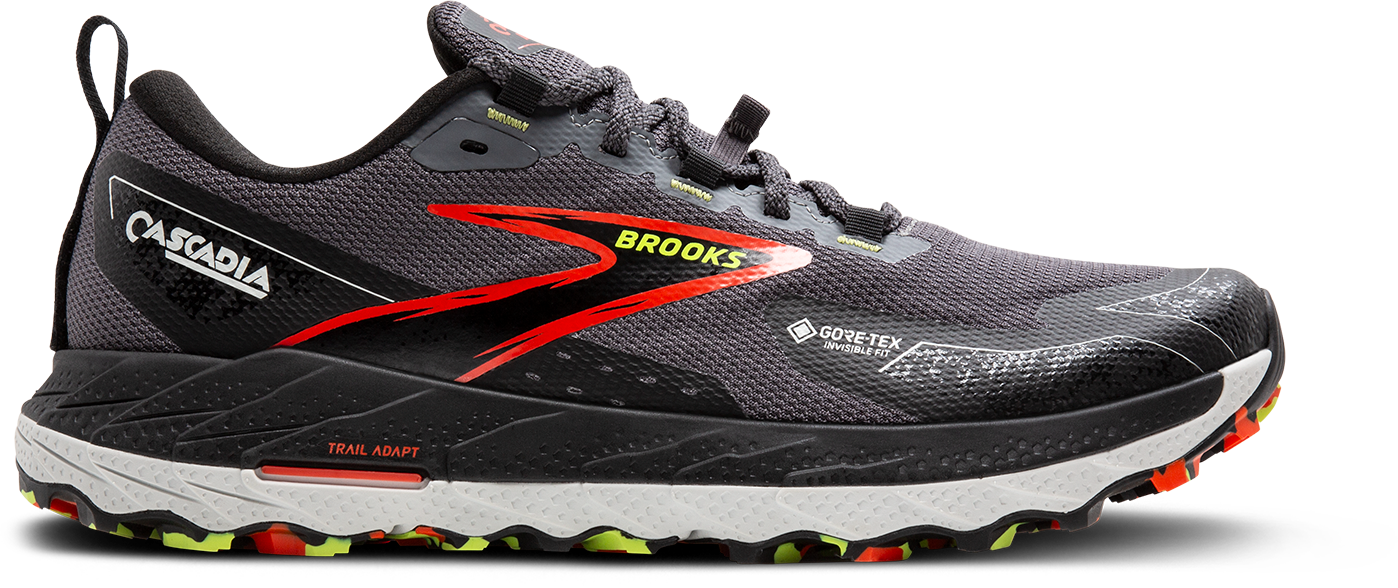 Brooks Cascadia 18 GTX (016 - Blackened Pearl/Black/Tomato)