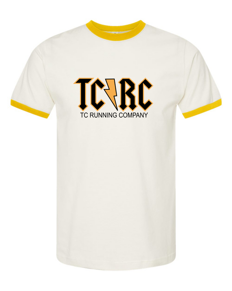 Unisex Fine Jersey Ringer Tee (Vintage White/Mellow Yellow)