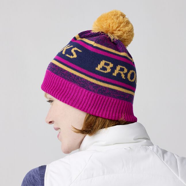 Unisex Heritage Pom Beanie (523 - Magenta/Brooks)