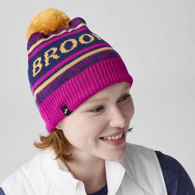 Unisex Heritage Pom Beanie (523 - Magenta/Brooks)