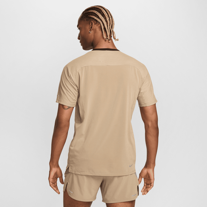 Men s DRI FIT Trail Solar Chase Short Sleeve Running Top 247 Khaki TC Running Co