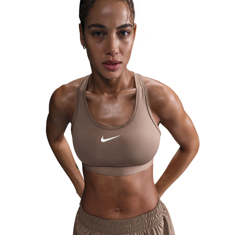 Women’s Swoosh Medium Support Sports Bra (233 - Mink Brown/White)