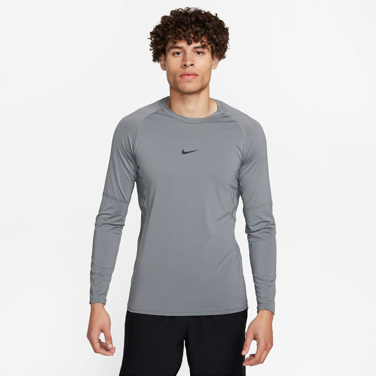 Men's Dri-FIT Slim Long-Sleeve Fitness Top (084 - Smoke Grey/Black