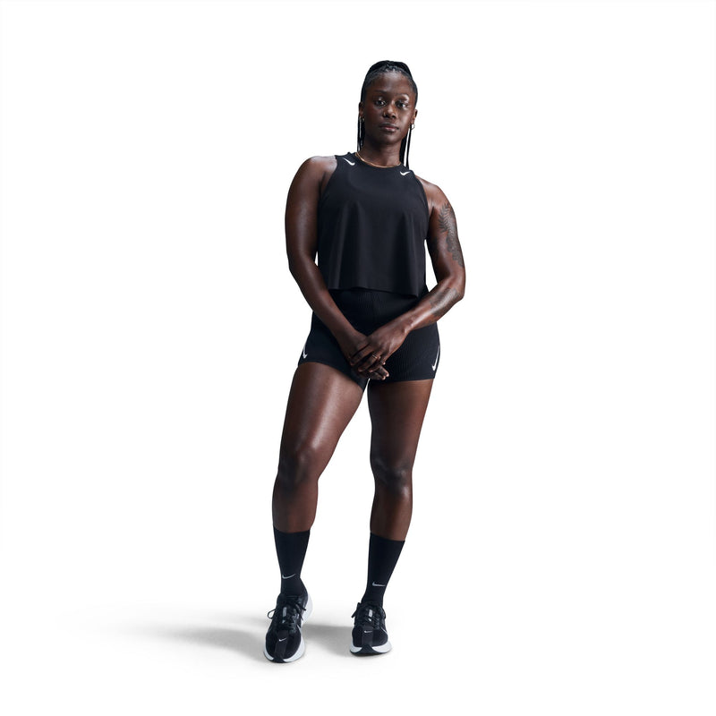 Women's AeroSwift Women's Dri-FIT ADV Cropped Running Tank Top (010 - Black/White)