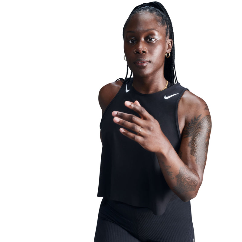 Women's AeroSwift Women's Dri-FIT ADV Cropped Running Tank Top (010 - Black/White)