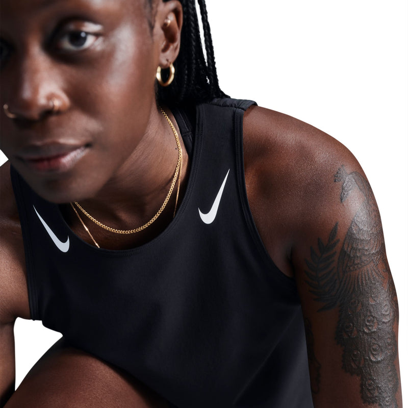 Women's AeroSwift Women's Dri-FIT ADV Cropped Running Tank Top (010 - Black/White)