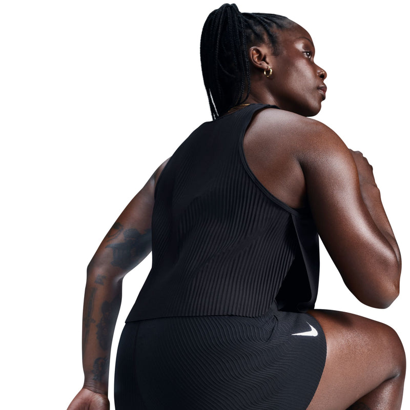 Women's AeroSwift Women's Dri-FIT ADV Cropped Running Tank Top (010 - Black/White)