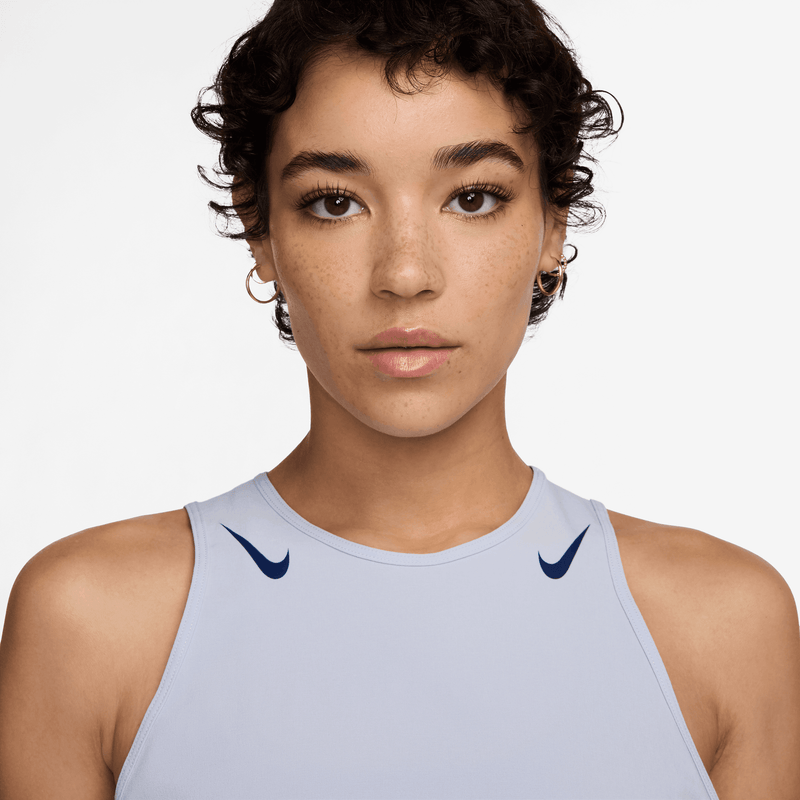Women's AeroSwift Women's Dri-FIT ADV Cropped Running Tank Top (057 - Ghost/Blue Void)