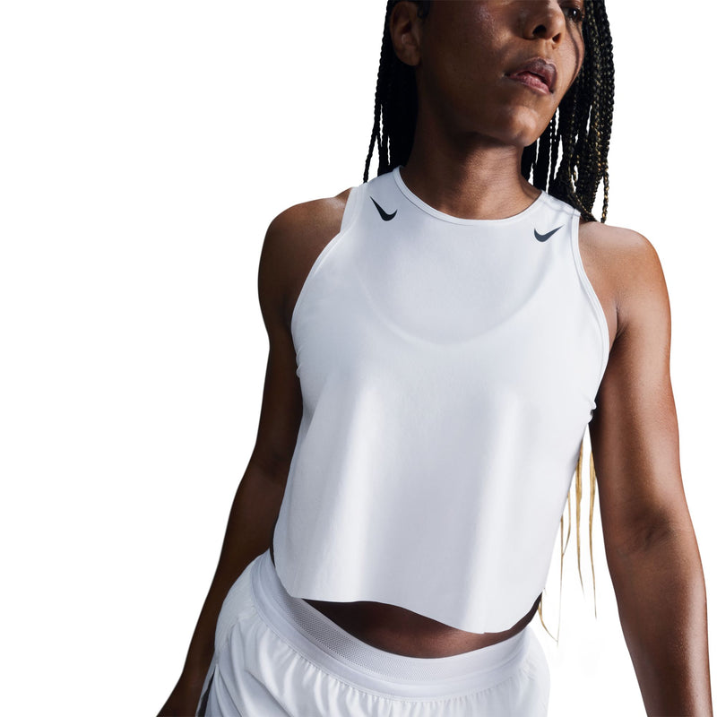 Women's AeroSwift Women's Dri-FIT ADV Cropped Running Tank Top (100 - White/Black)