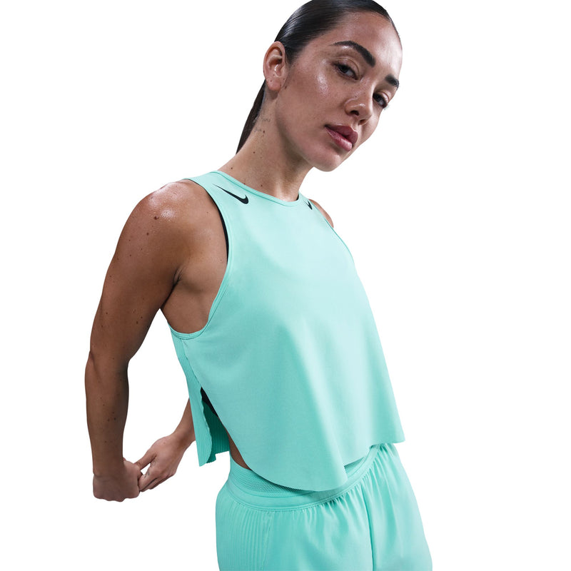 Women's AeroSwift Women's Dri-FIT ADV Cropped Running Tank Top (354 - Hyper Turquoise/Black)