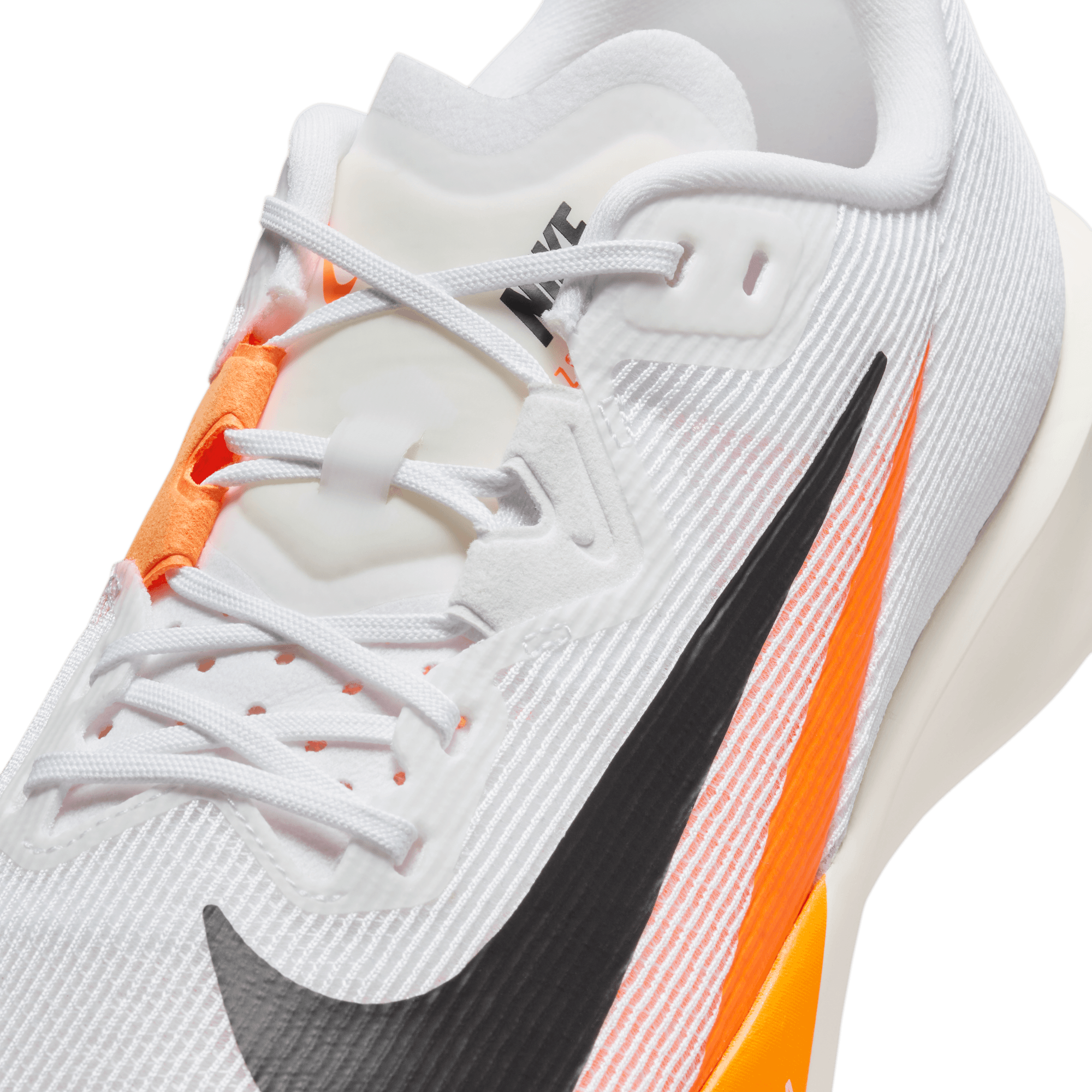 white nike shoes with orange stripe