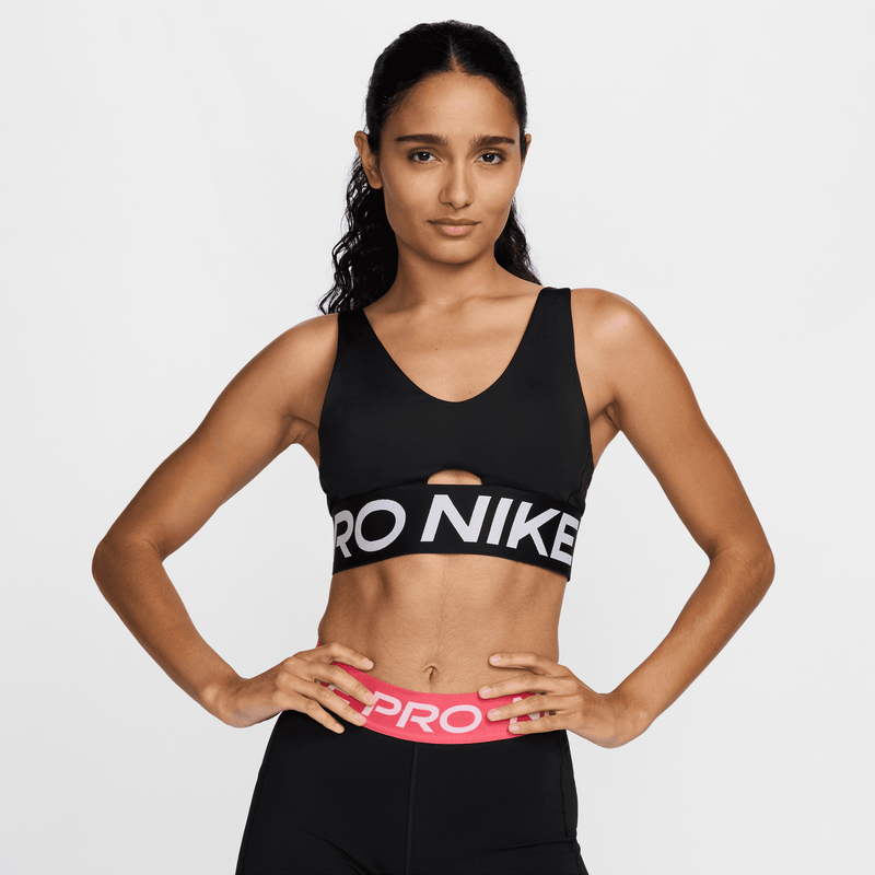 Women's Pro Indy Plunge Women's Medium-Support Padded Sports Bra (010 - Black/White/White)