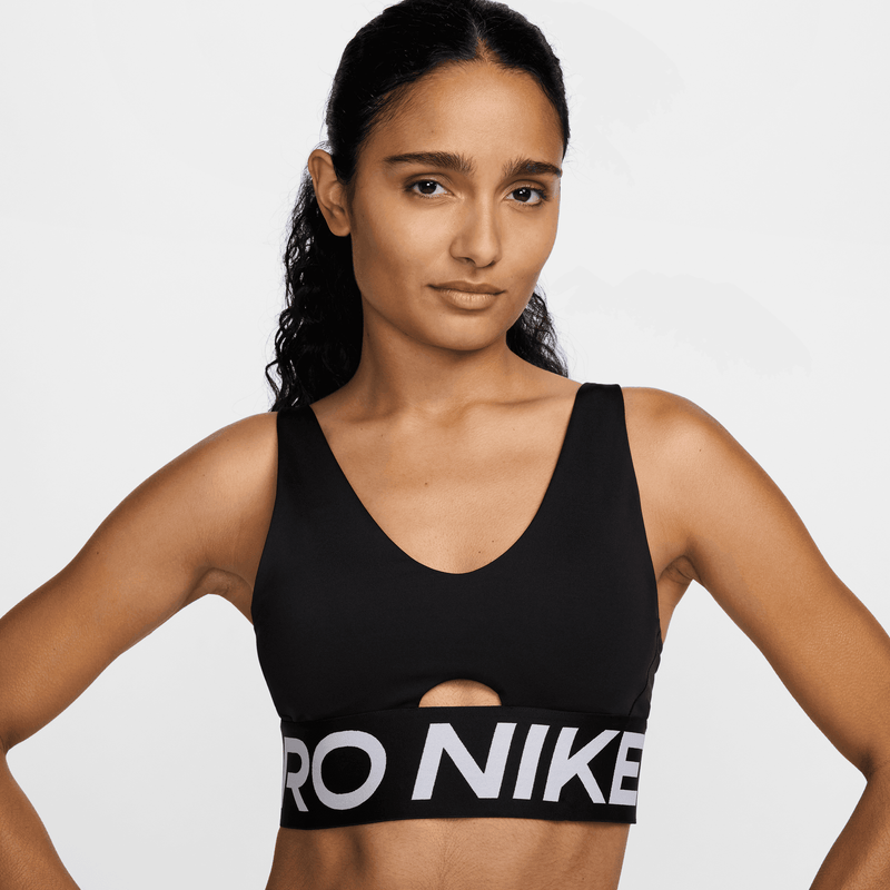 Women's Pro Indy Plunge Women's Medium-Support Padded Sports Bra (010 - Black/White/White)