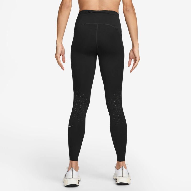 Women's Swift High-Waisted 7/8 Running Leggings with Pockets (010 - Black/Reflective Silver)