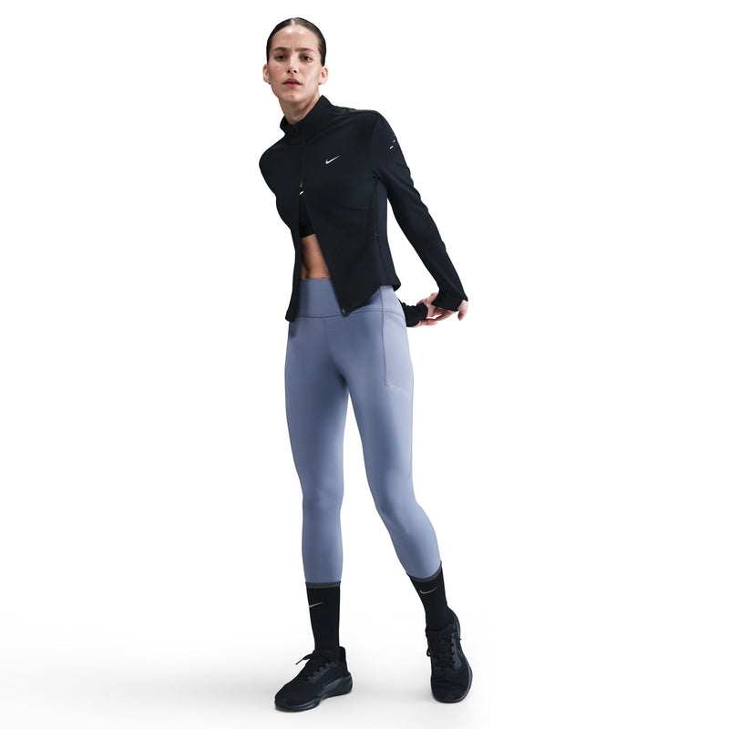 Women's Swift High-Waisted 7/8 Running Leggings with Pockets (499 - World Indigo/Reflective Silver)