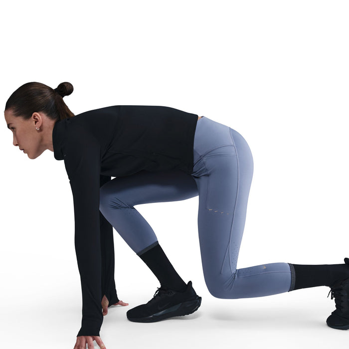 Women's Swift High-Waisted 7/8 Running Leggings with Pockets (499 - World Indigo/Reflective Silver)