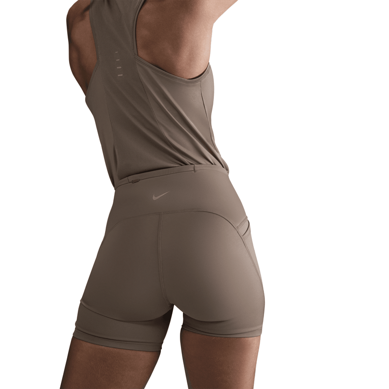 Women's Swift Women's High-Waisted 4" Tight Running Shorts with Pockets (233 - Mink Brown)