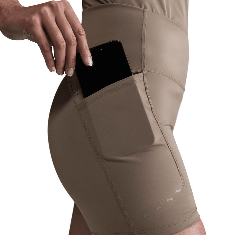 Women's Swift Women's High-Waisted 4" Tight Running Shorts with Pockets (233 - Mink Brown)