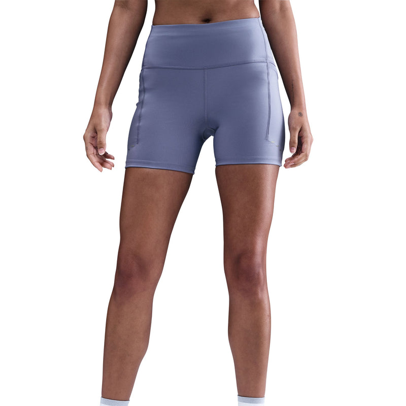 Women's Swift Women's High-Waisted 4" Tight Running Shorts with Pockets (499 - World Indigo/Reflective Silver)