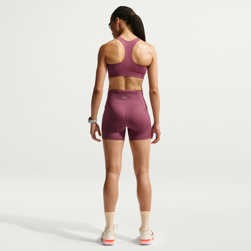 Women's Swift Women's High-Waisted 4" Tight Running Shorts with Pockets (654 - Pink Smoke/Reflective Silver)