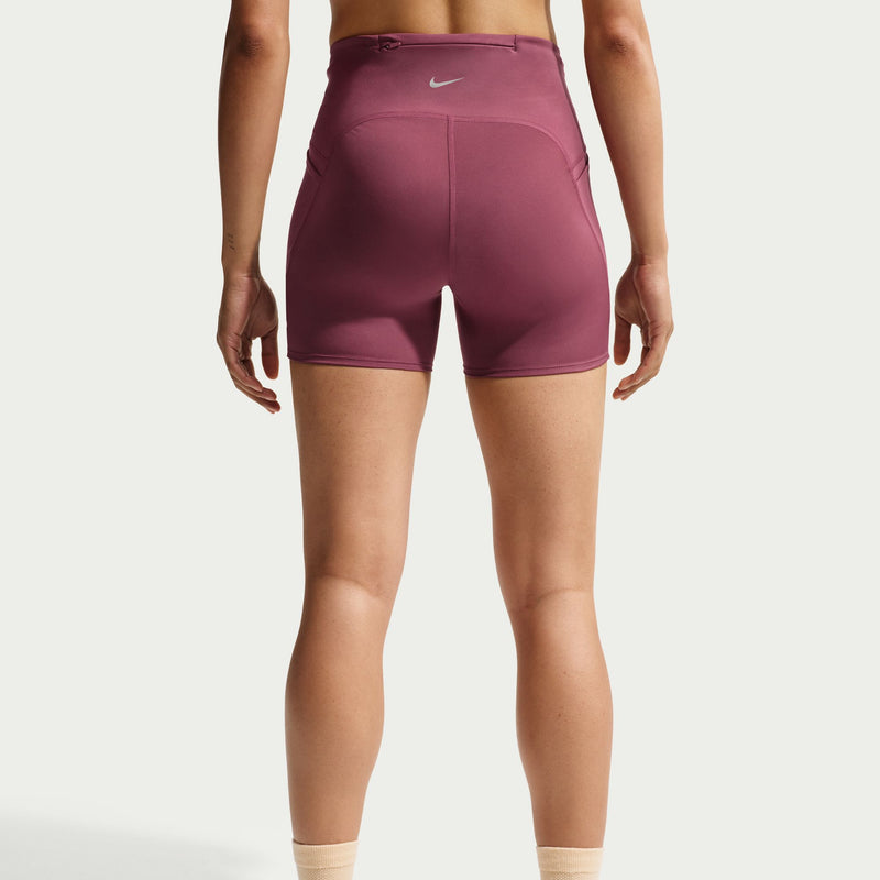 Women's Swift Women's High-Waisted 4" Tight Running Shorts with Pockets (654 - Pink Smoke/Reflective Silver)