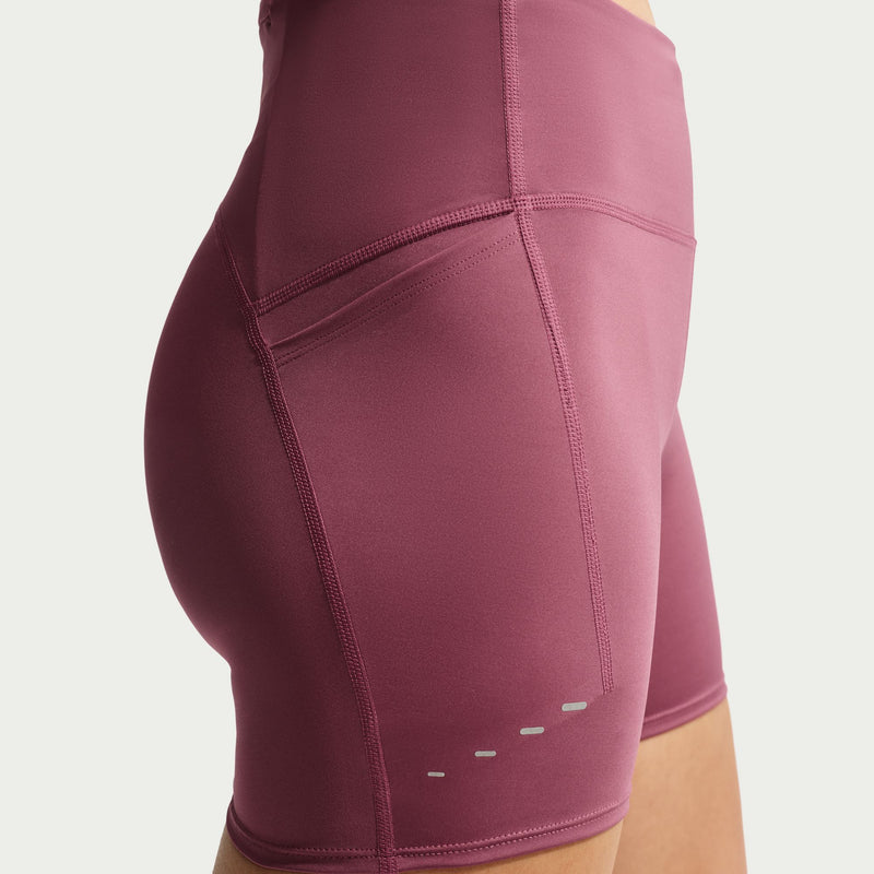 Women's Swift Women's High-Waisted 4" Tight Running Shorts with Pockets (654 - Pink Smoke/Reflective Silver)