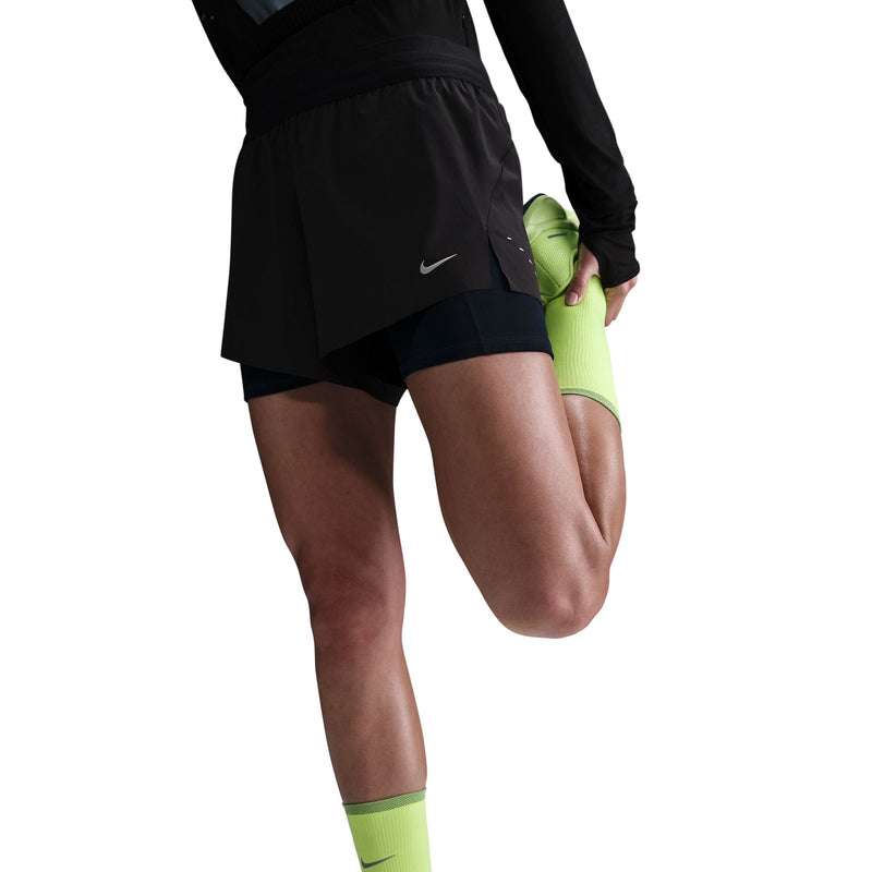 Women's Swift Dri-FIT Mid-Rise 2-in-1 Running Shorts (010 - Black/Reflective Silver)