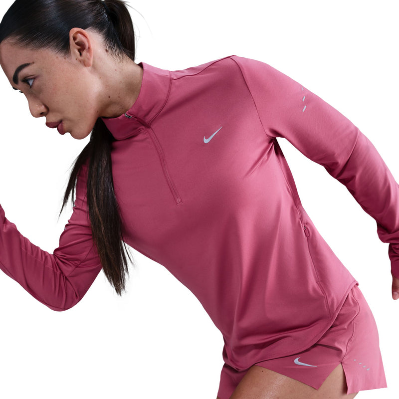 Women's Swift Dri-FIT UV 1/4-Zip Running Top (634 - Sweet Beet/Reflective Silver)