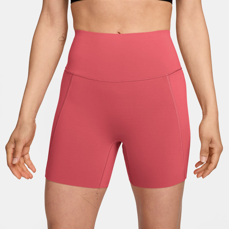 Women's Universa High-Waisted 5" Biker Shorts with No Front Seam (897 - Sea Coral/Lobster/Lt Fusion Red)