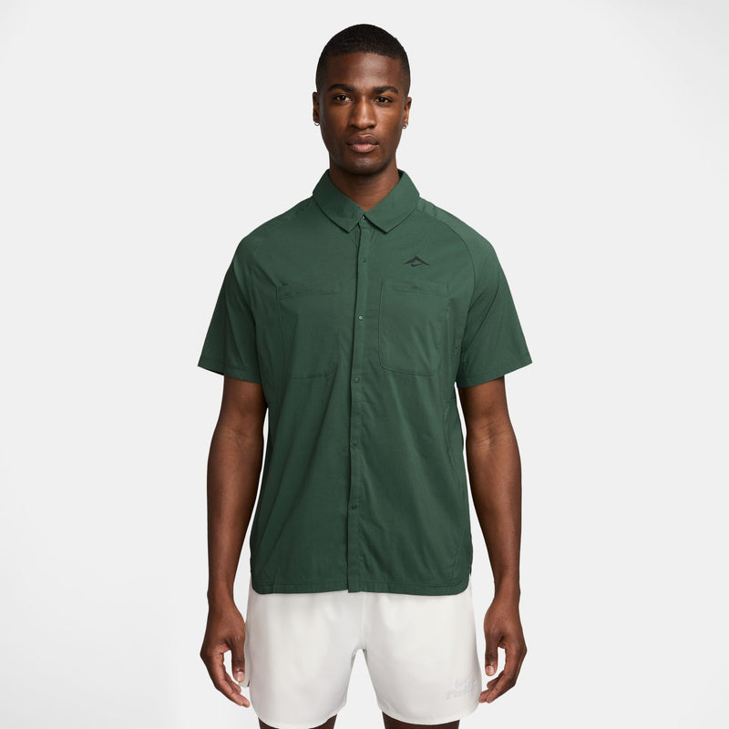 Men's Trail  Dri-FIT UV Running Button-Up Shirt (323 - Fir/Fir/Black)