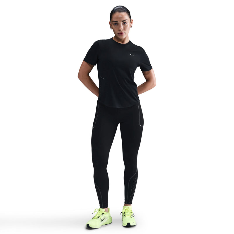 Women's Swift High-Waisted 7/8 Running Leggings w/ Reflective Accents (010 - Black/Dark Smoke Grey)