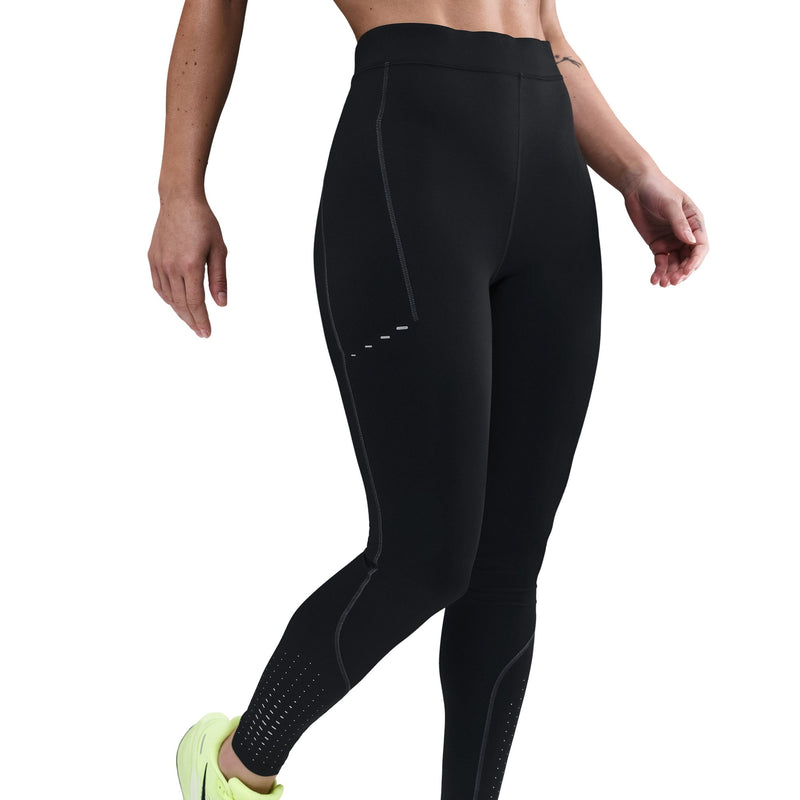 Women's Swift High-Waisted 7/8 Running Leggings w/ Reflective Accents (010 - Black/Dark Smoke Grey)