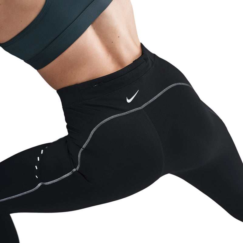 Women's Swift High-Waisted 7/8 Running Leggings w/ Reflective Accents (010 - Black/Dark Smoke Grey)