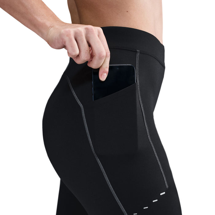 Women's Swift High-Waisted 7/8 Running Leggings w/ Reflective Accents (010 - Black/Dark Smoke Grey)