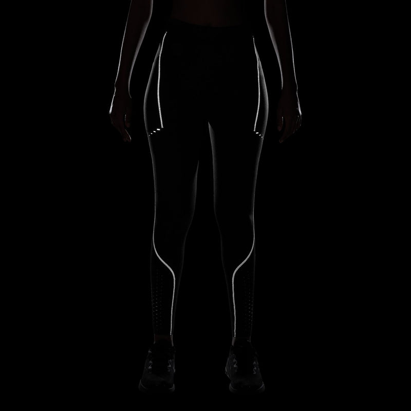 Women's Swift High-Waisted 7/8 Running Leggings w/ Reflective Accents (010 - Black/Dark Smoke Grey)