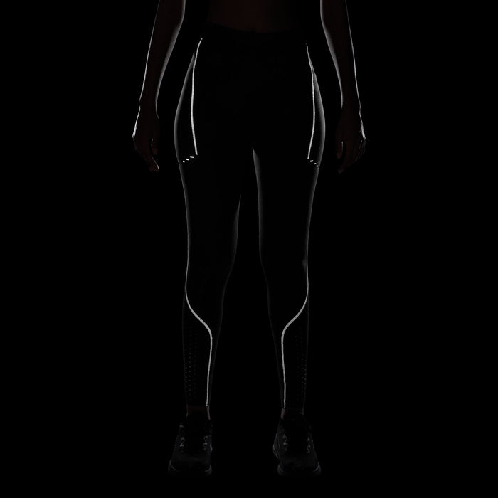 Women's Swift High-Waisted 7/8 Running Leggings w/ Reflective Accents (010 - Black/Dark Smoke Grey)