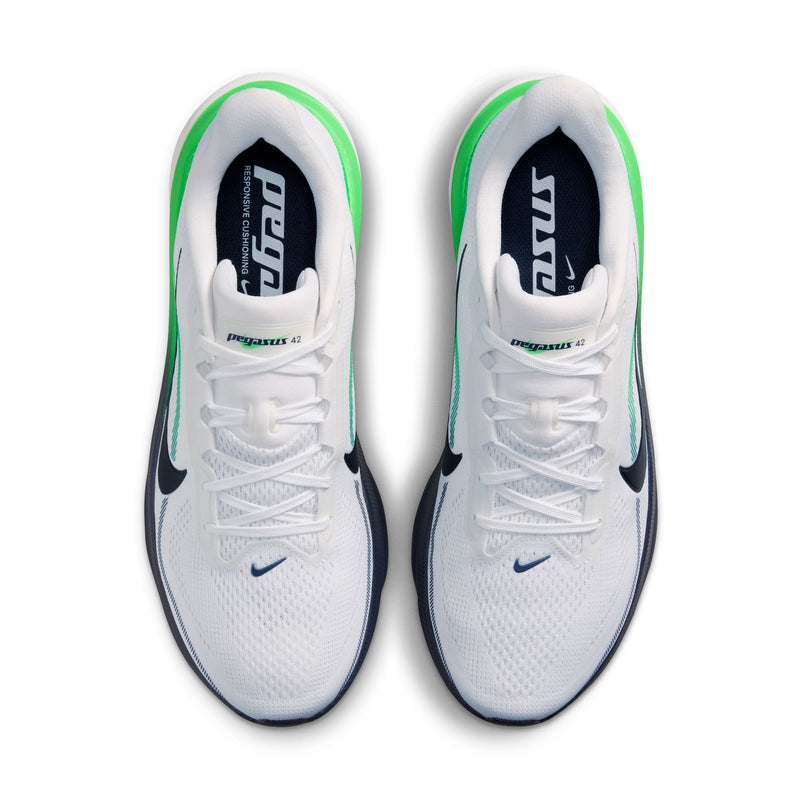 Men's Pegasus 42 (107 - White/Midnight Navy-Green Spark)