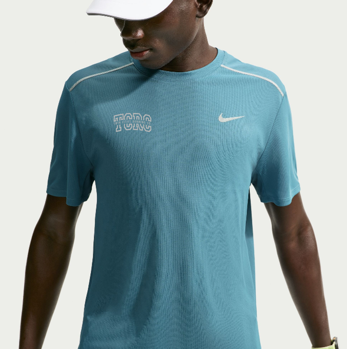 Men's Dri-FIT Miler Short-Sleeve Running Top (Smokey Blue/Reflective Silver)