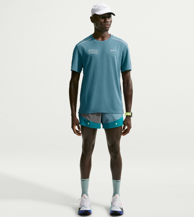 Men's Dri-FIT Miler Short-Sleeve Running Top (Smokey Blue/Reflective Silver)