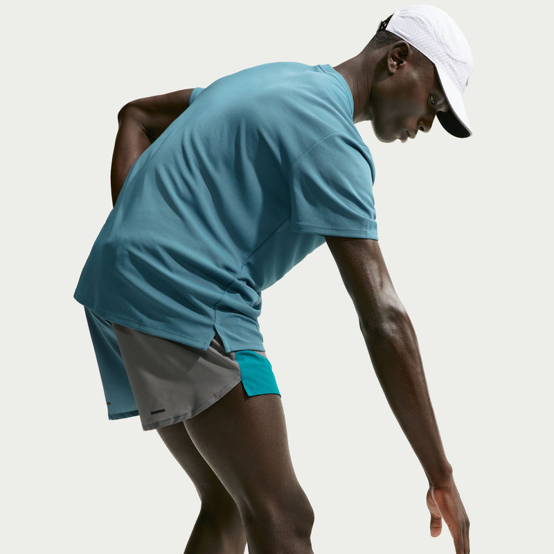 Men's Dri-FIT Miler Short-Sleeve Running Top (Smokey Blue/Reflective Silver)