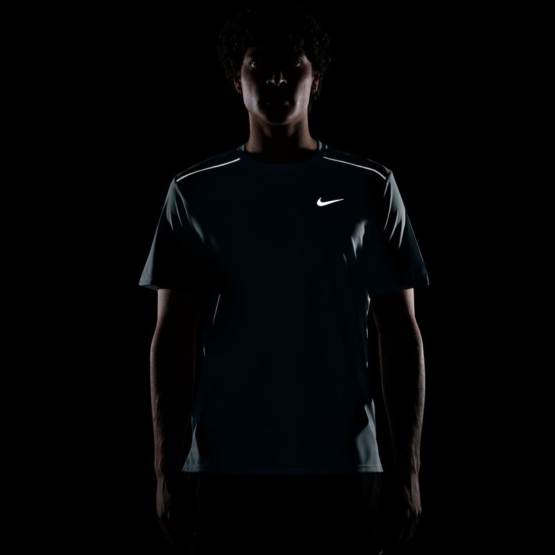 Men's Dri-FIT Miler Short-Sleeve Running Top (Smokey Blue/Reflective Silver)