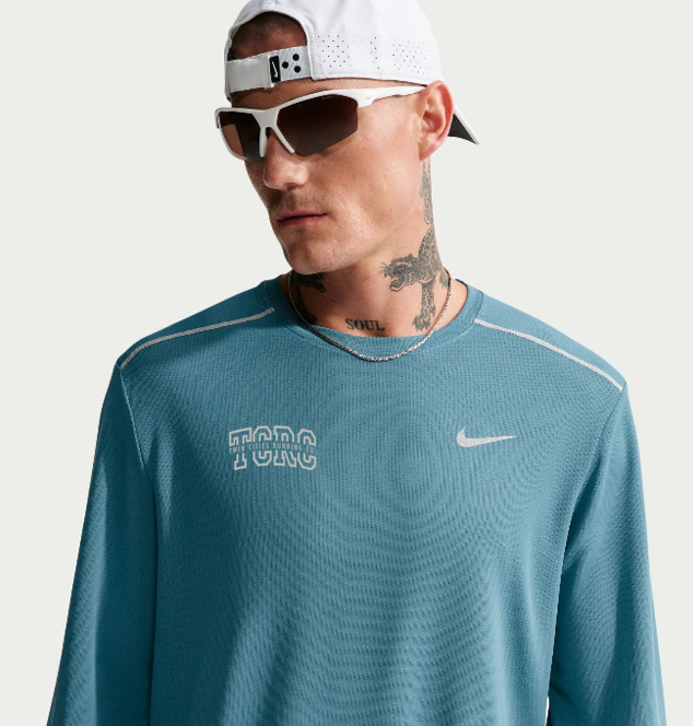 Men’s Miler Dri-FIT Long-Sleeve Running Top (Smokey Blue/Reflective Silver)