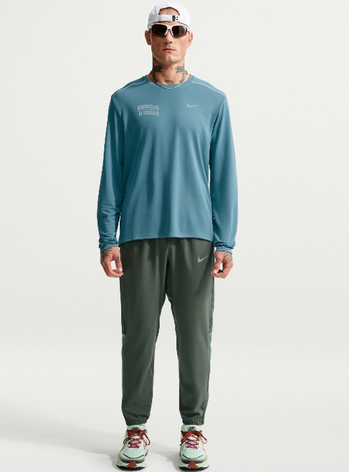 Men’s Miler Dri-FIT Long-Sleeve Running Top (Smokey Blue/Reflective Silver)