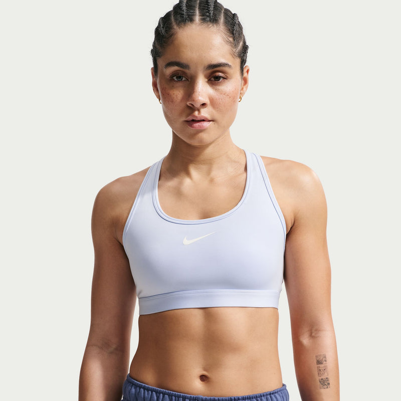 Women’s Swoosh Medium-Support Non-Padded Sports Bra (408 - Hydrogen Blue/White)
