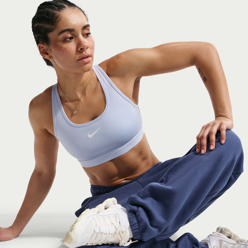 Women’s Swoosh Medium-Support Non-Padded Sports Bra (408 - Hydrogen Blue/White)