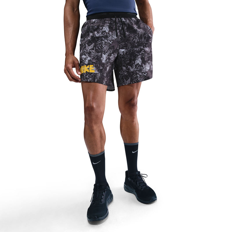 Men's Dri-FIT 7" Brief-Lined Printed Running Shorts (010 - Black/White/Reflective Silver)