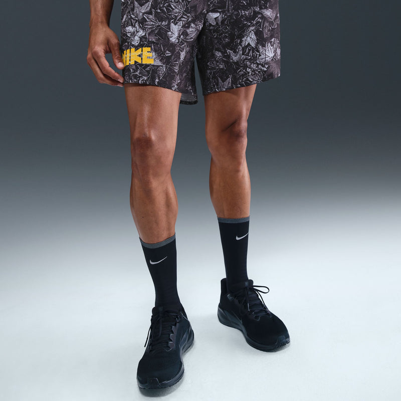 Men's Dri-FIT 7" Brief-Lined Printed Running Shorts (010 - Black/White/Reflective Silver)