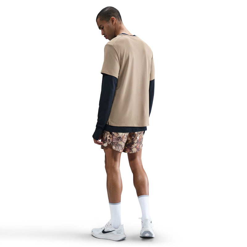 Men's Dri-FIT 7" Brief-Lined Printed Running Shorts (011 - Black/White/Hemp/Reflective Silver)